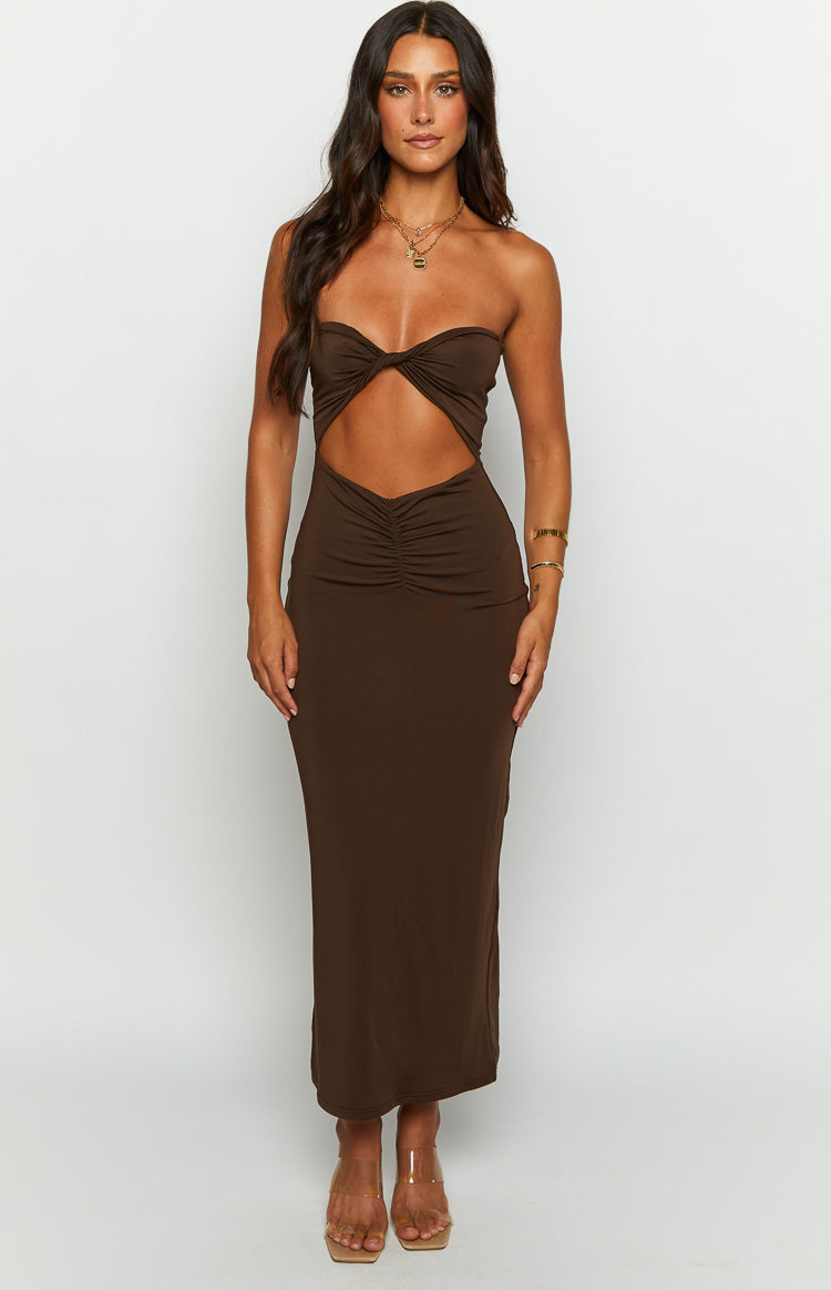 Juliete Brown Midi Dress | Beginning Boutique AU Juliete Brown Midi Dress | Beginning Boutique AU