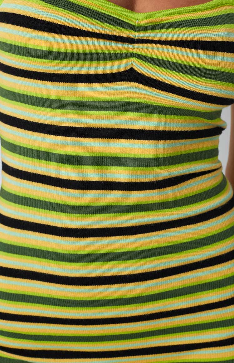 Juliette Striped Halter Dress Green Image