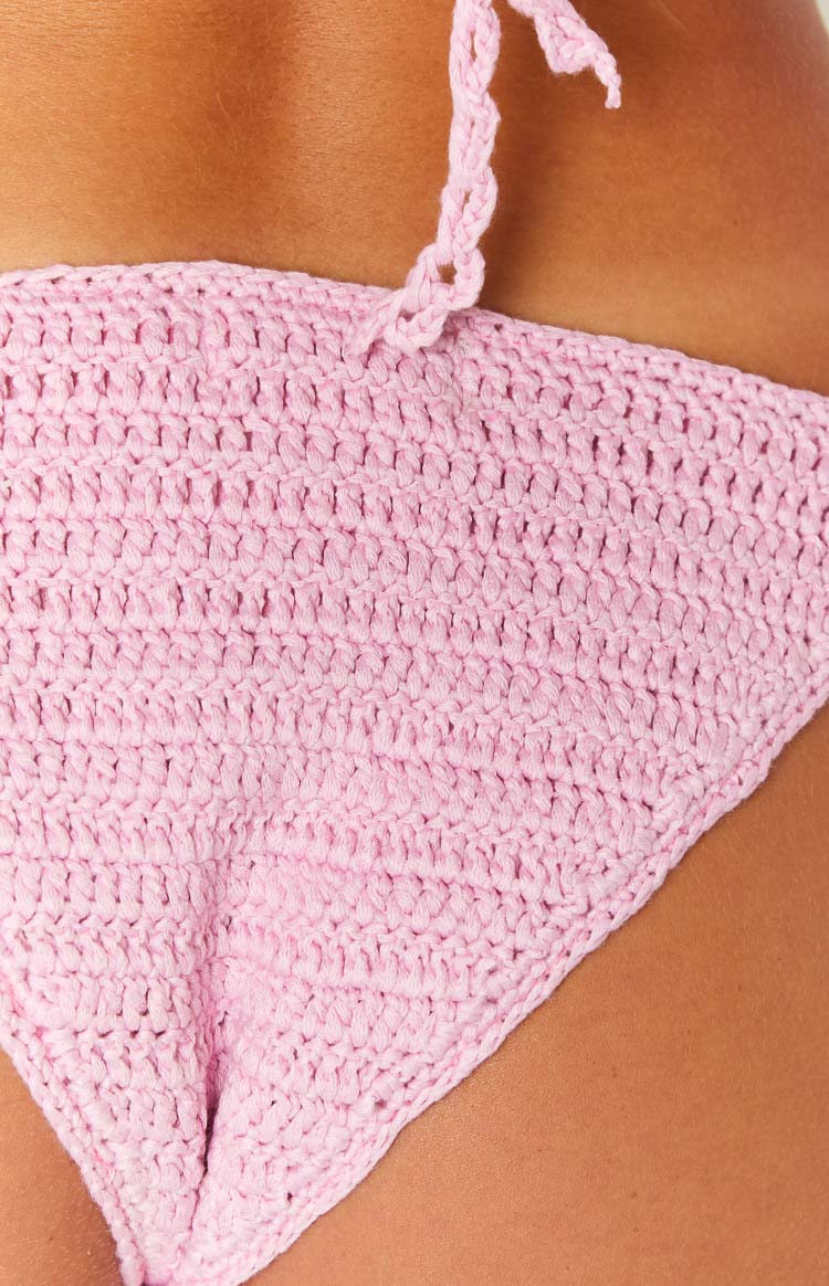 9.0 Swim Clarie Pink Crochet Bikini Bottom Image