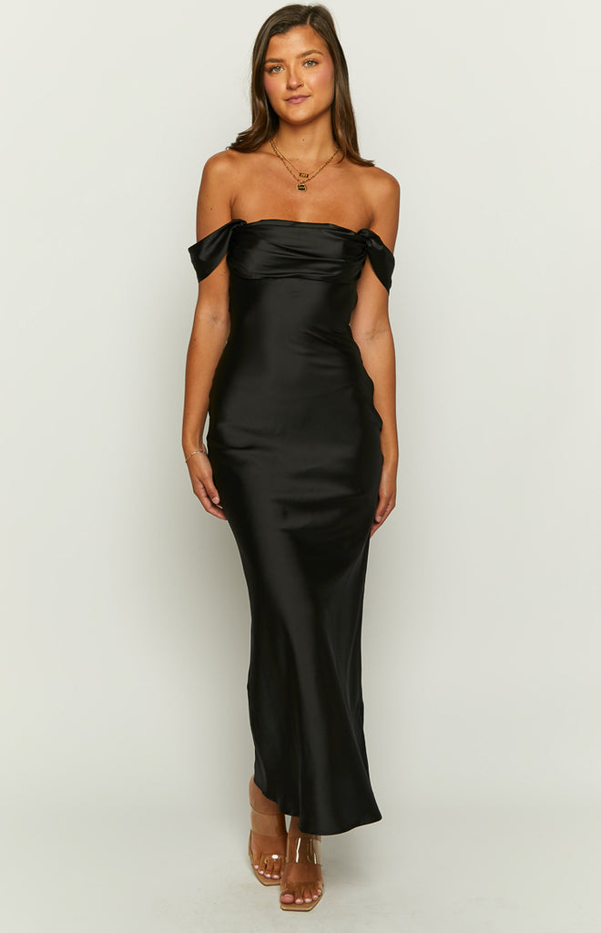 Ella Black Off Shoulder Formal Maxi Dress – Beginning Boutique