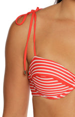 9.0 Swim Bianca Red Stripe Bikini Top Image