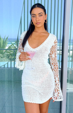 Ingrid Cream Crochet Mini Dress