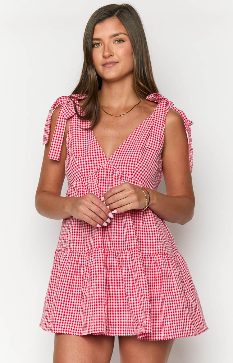 Angel Girl Red Gingham Mini Dress – Beginning Boutique