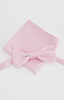 Beginning Boutique Abel Pink Bow Tie And Pocket Square Set pink smooth fabric bow tie and matching pocket square