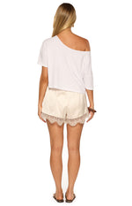 Agnes Cream Satin Lace Shorts Image