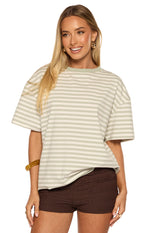 Alba Sage Stripe Oversized Tee Image