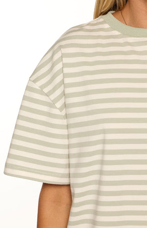 Alba Sage Stripe Oversized Tee