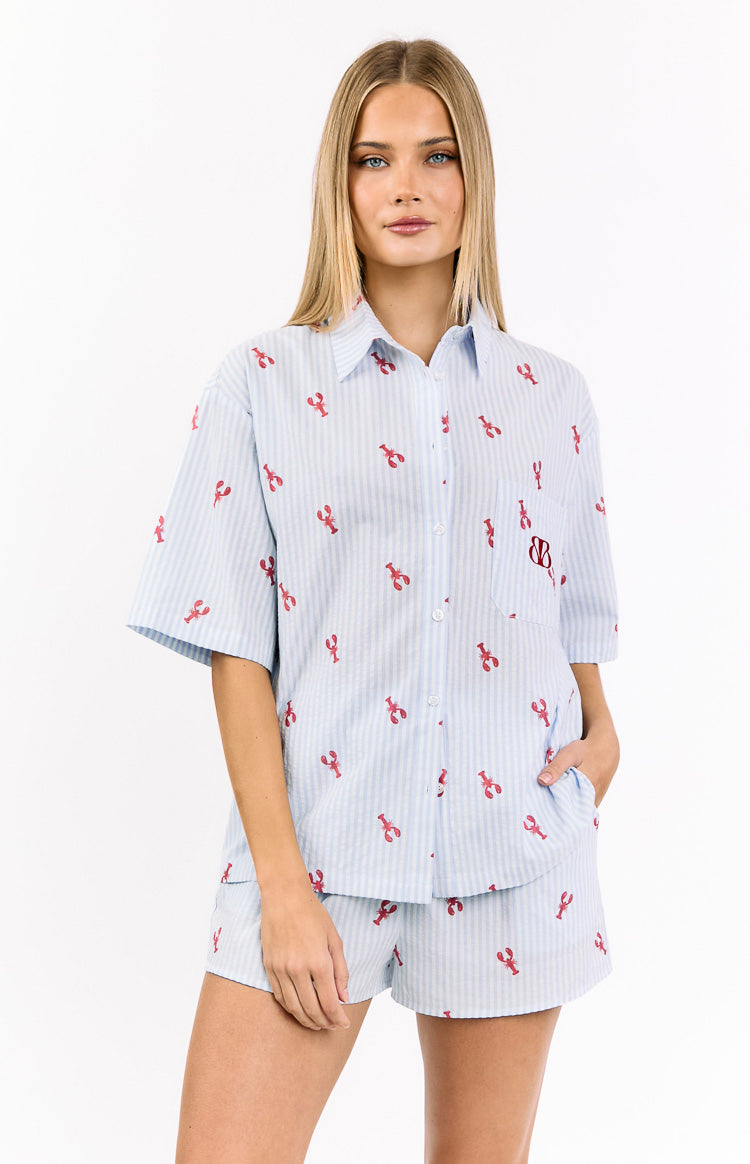 Alexea Lobster Print Pajama Shorts Image