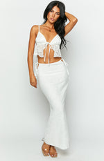 Alexia White Lace Tie Up Maxi Skirt Image