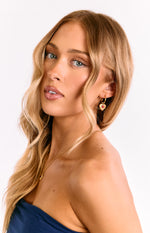 Almost Mine Gold Red Heart Pendant Earrings Image