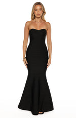 Amanda Black Bandage Strapless Formal Maxi Dress Image