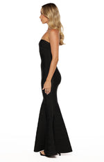Amanda Black Bandage Strapless Formal Maxi Dress Image