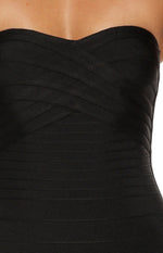 Amanda Black Bandage Strapless Formal Maxi Dress Image