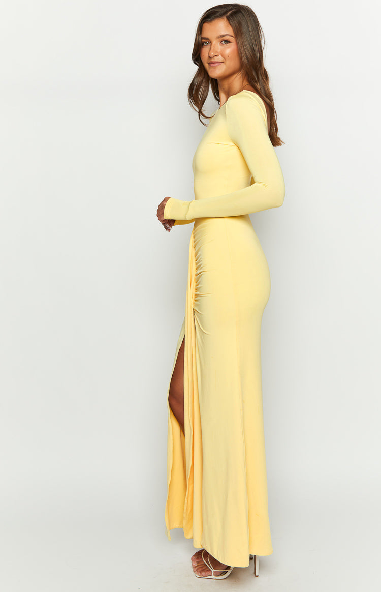 Amber Glow Yellow Long Sleeve Maxi Dress – Beginning Boutique