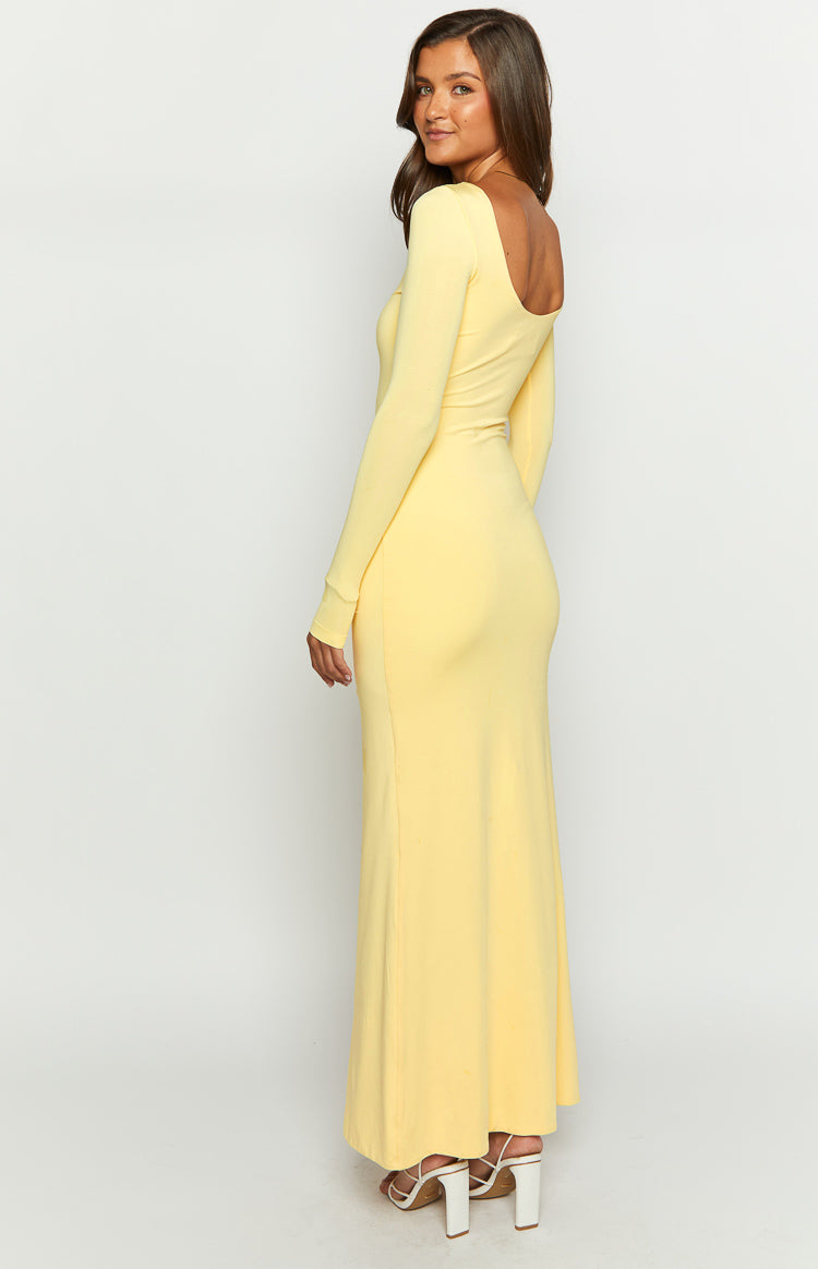 Amber Glow Yellow Long Sleeve Maxi Dress | Beginning Boutique AU