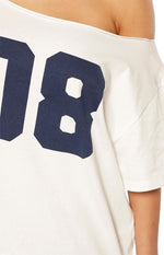 Amelie White Printed Off Shoulder Oversized Tee Image