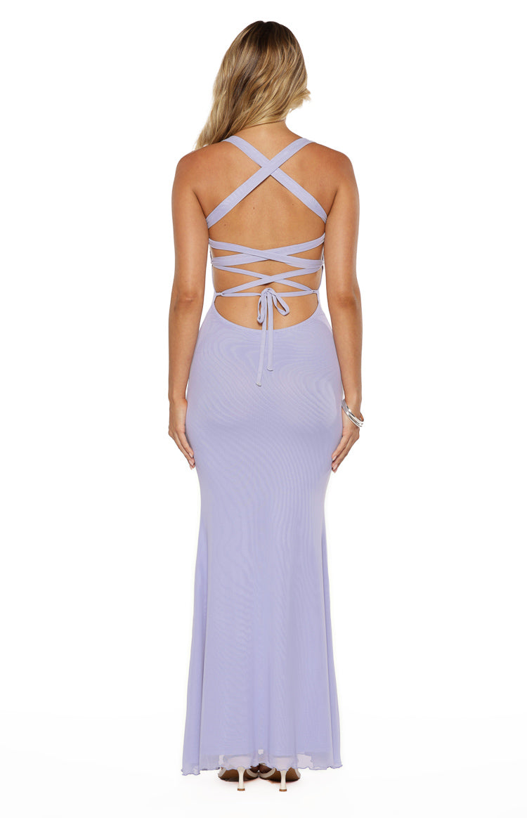 Amelie Lilac Mesh Formal Maxi Dress Image
