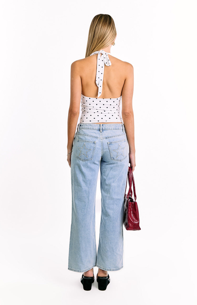 Amora White Polka Dot Crop Top Image