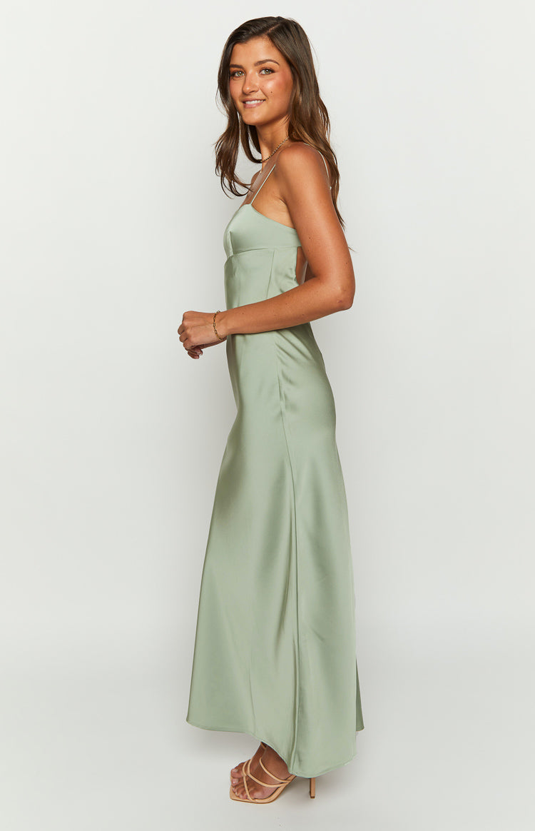 Amour Sage Satin Maxi Dress | Beginning Boutique AU Amour Sage Satin Maxi Dress | Beginning Boutique AU