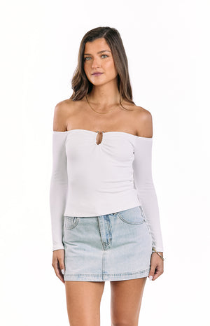 Anabel White Long Sleeve Top