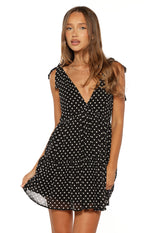 Angel Girl Black Polka Dot Mini Dress Image