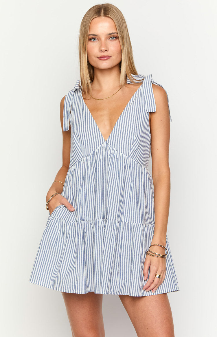 princess polly baby blue dress Tie strap dresses