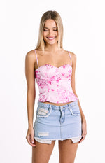 Angela Pink Floral Print Top Image