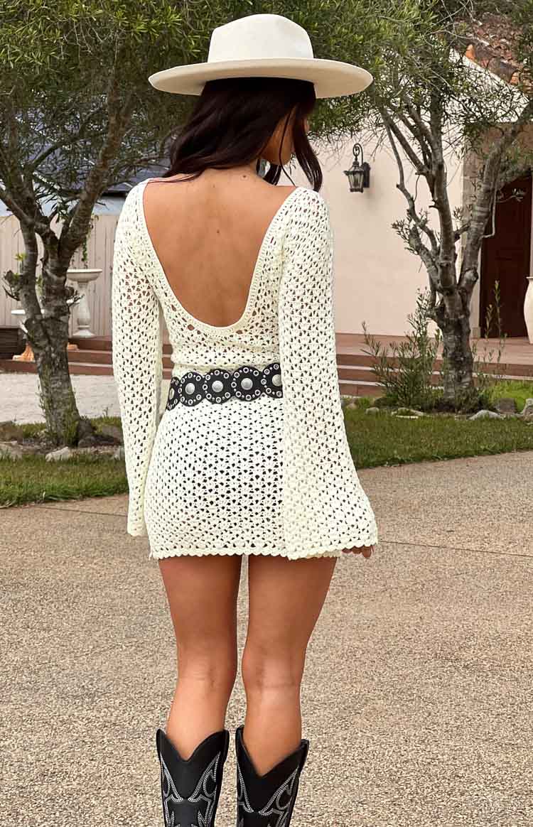 crochet long sleeve dress Maxi Available In Two Different Color Block Tones Tan Natural Or Multi Colored Breezy Bohemian Beach Dress Long Gown front detailing Buy Beachwear Crochet Long-Sleeve Maxi