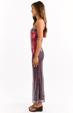 Arizona Hibiscus Wine Sequin Maxi Dress Image