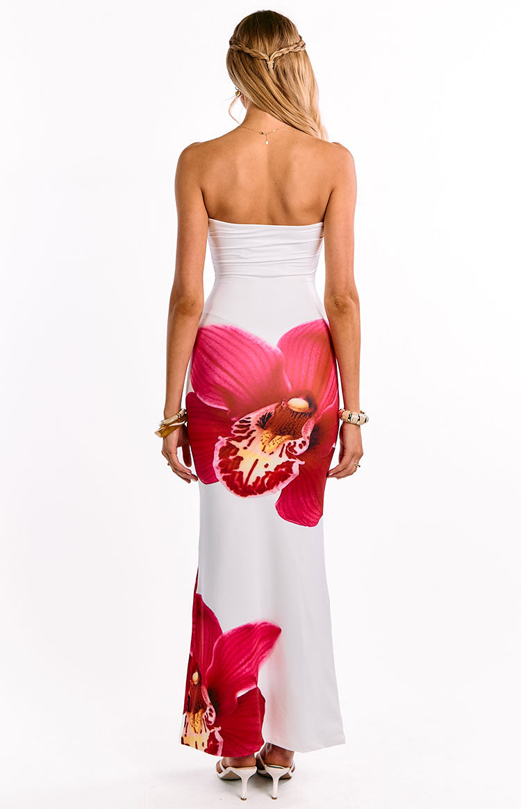 Arizona White Orchid Print Maxi Dress Image