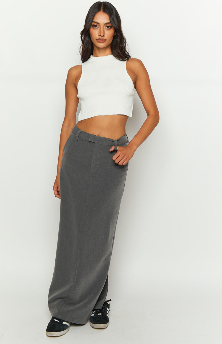 Banksi Grey Maxi Skirt – Beginning Boutique