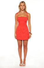 Beau Red Stripe Tie Mini Dress Image