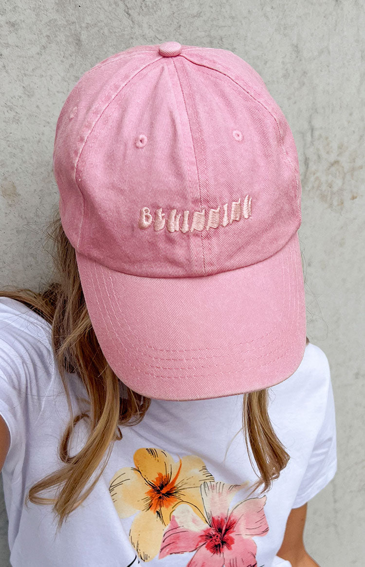 Beginning Boutique Pink Washed Cap pink washed baseball cap with embroidered BB logo on front