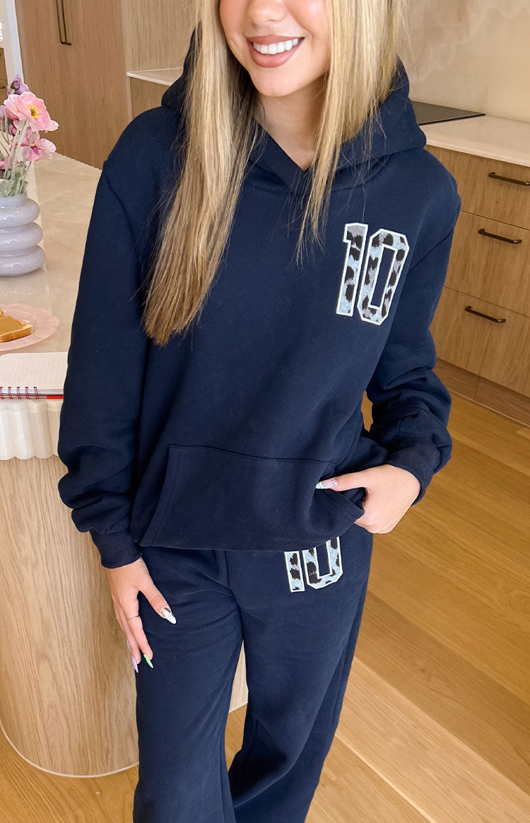 Beginning Navy Leopard Star Hoodie Image