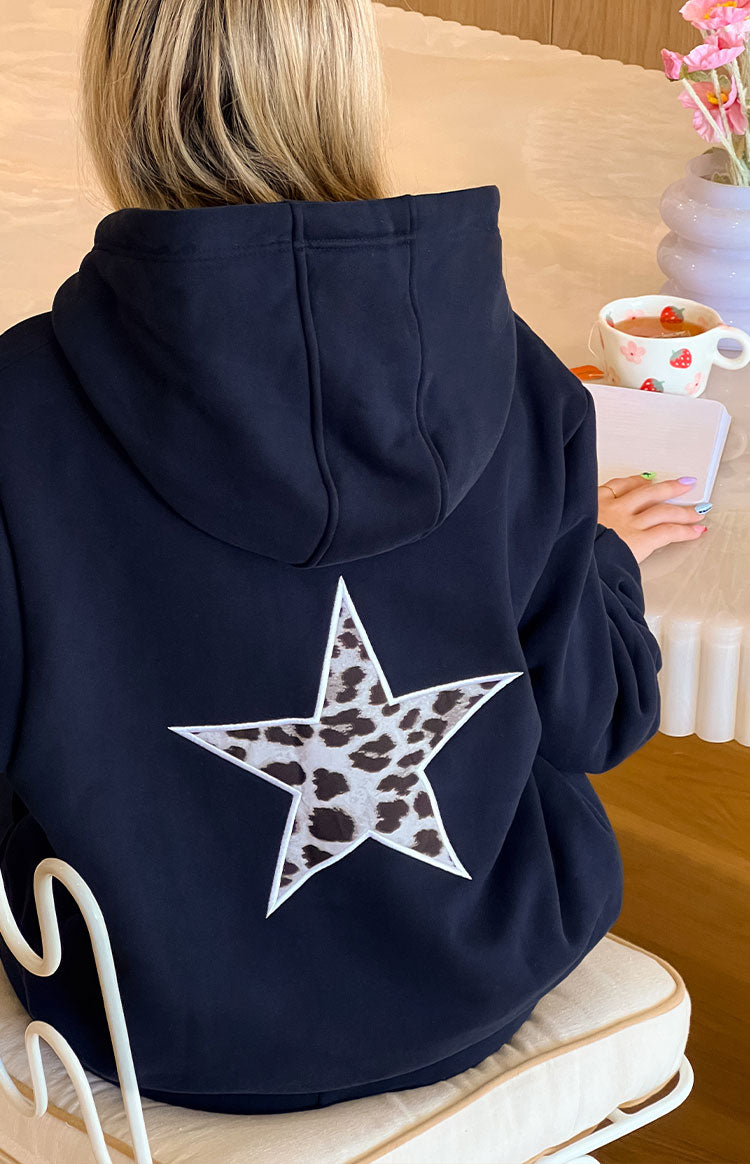 Beginning Navy Leopard Star Hoodie Image