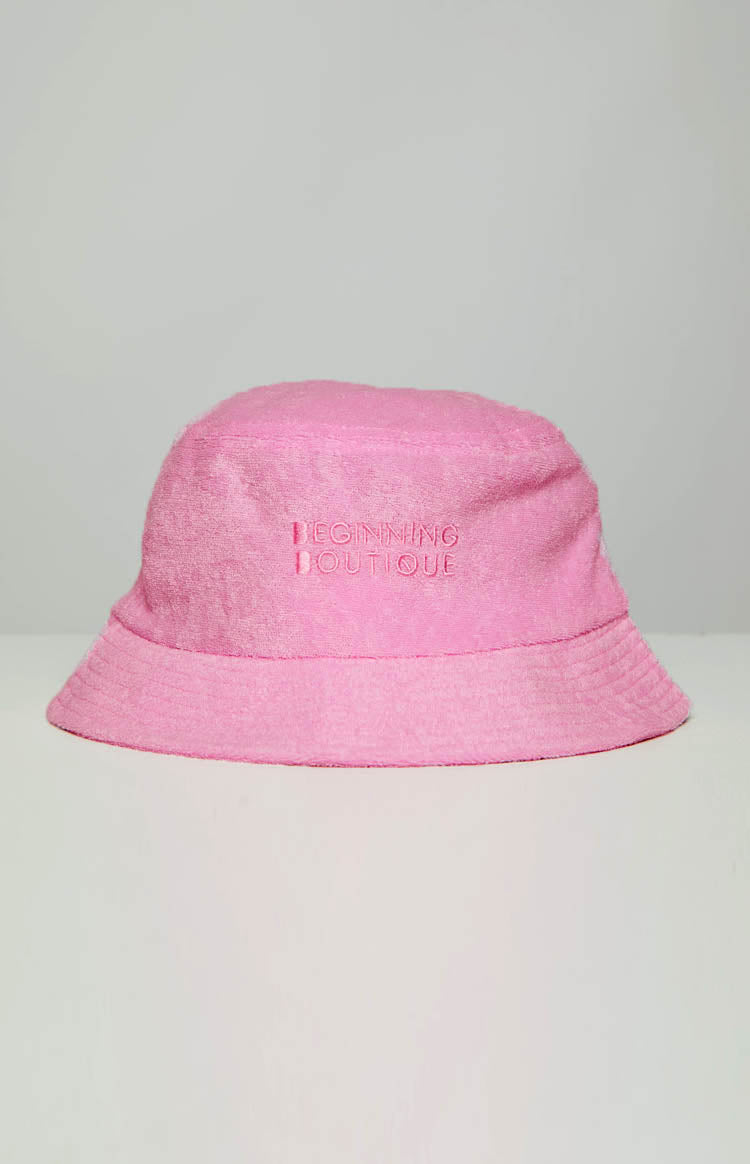 Beginning Pink Terry Towel Bucket Hat Image