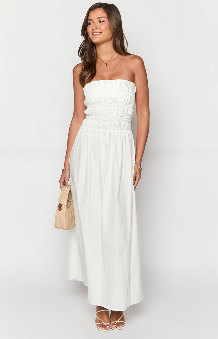 Benetti White Strapless Maxi Dress – Beginning Boutique