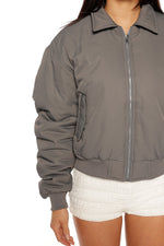 Benson Grey Puff Bomber Jacket Image