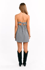 Berrie Black Gingham Strapless Mini Dress Image