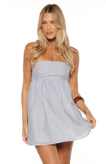 Berrie Blue Stripe Strapless Mini Dress Image