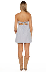 Berrie Blue Stripe Strapless Mini Dress Image