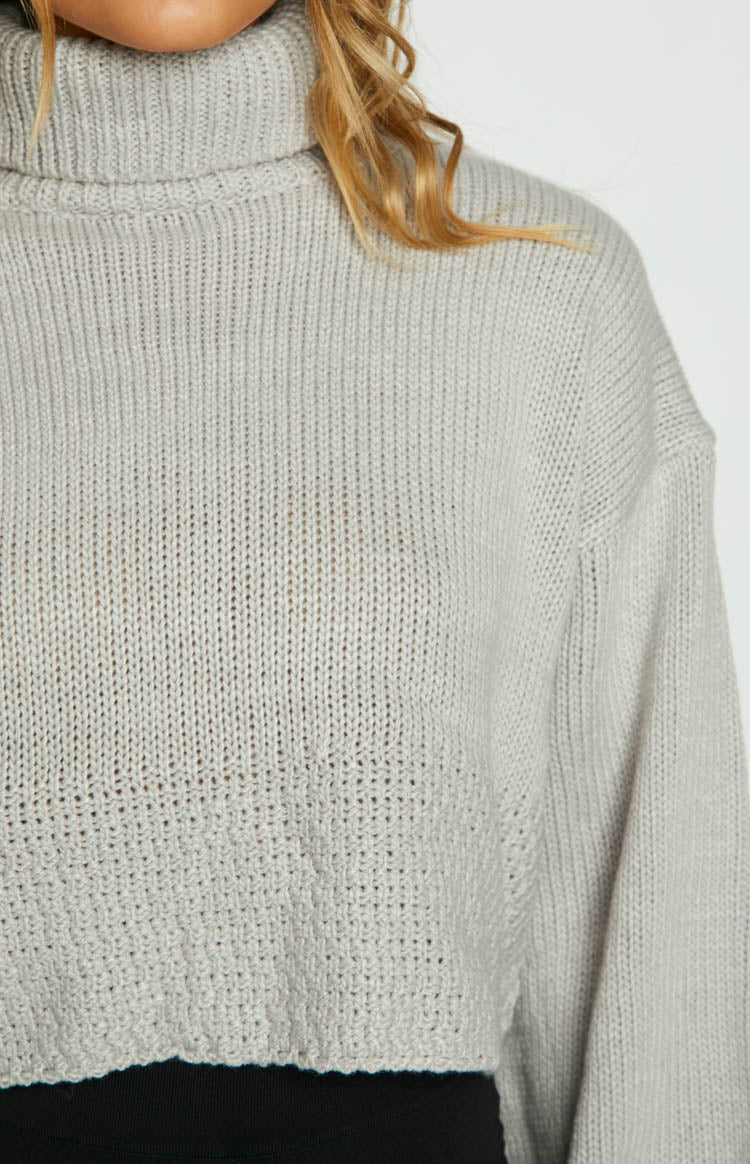 Betty Grey Chunky Roll Neck Sweater Image