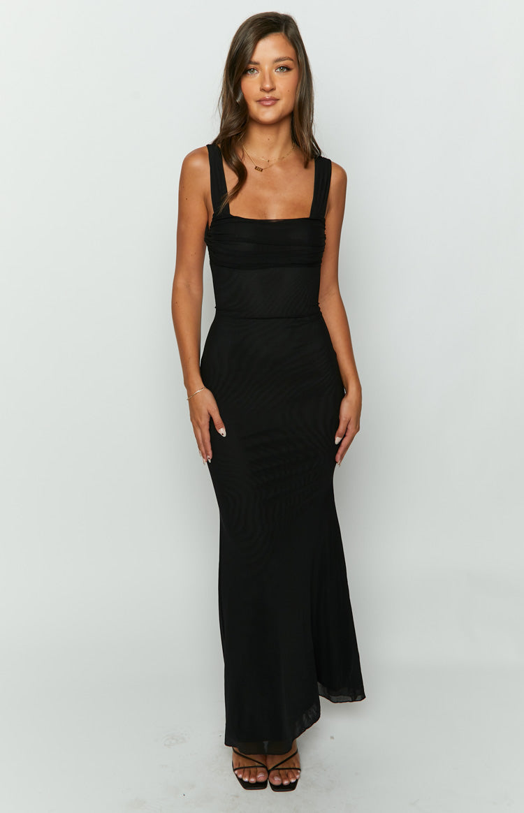 Shop Formal Dress - Beverley Black Mesh Maxi Dress featured image