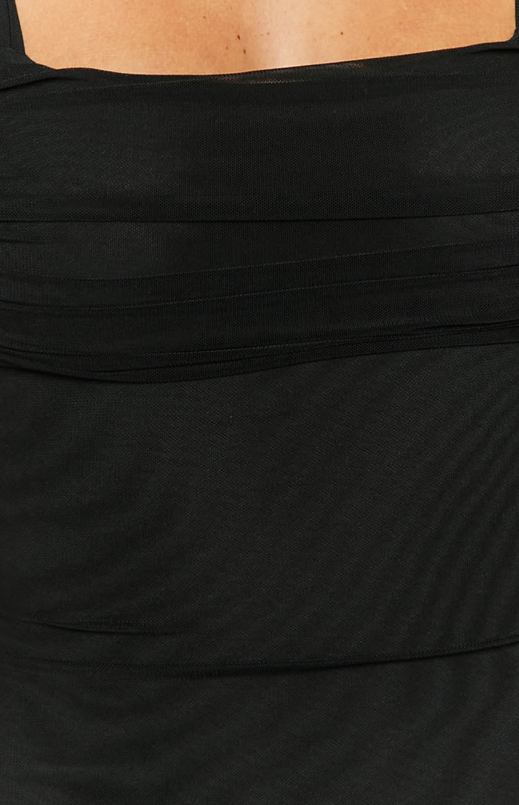 Shop Formal Dress - Beverley Black Mesh Maxi Dress sixth image