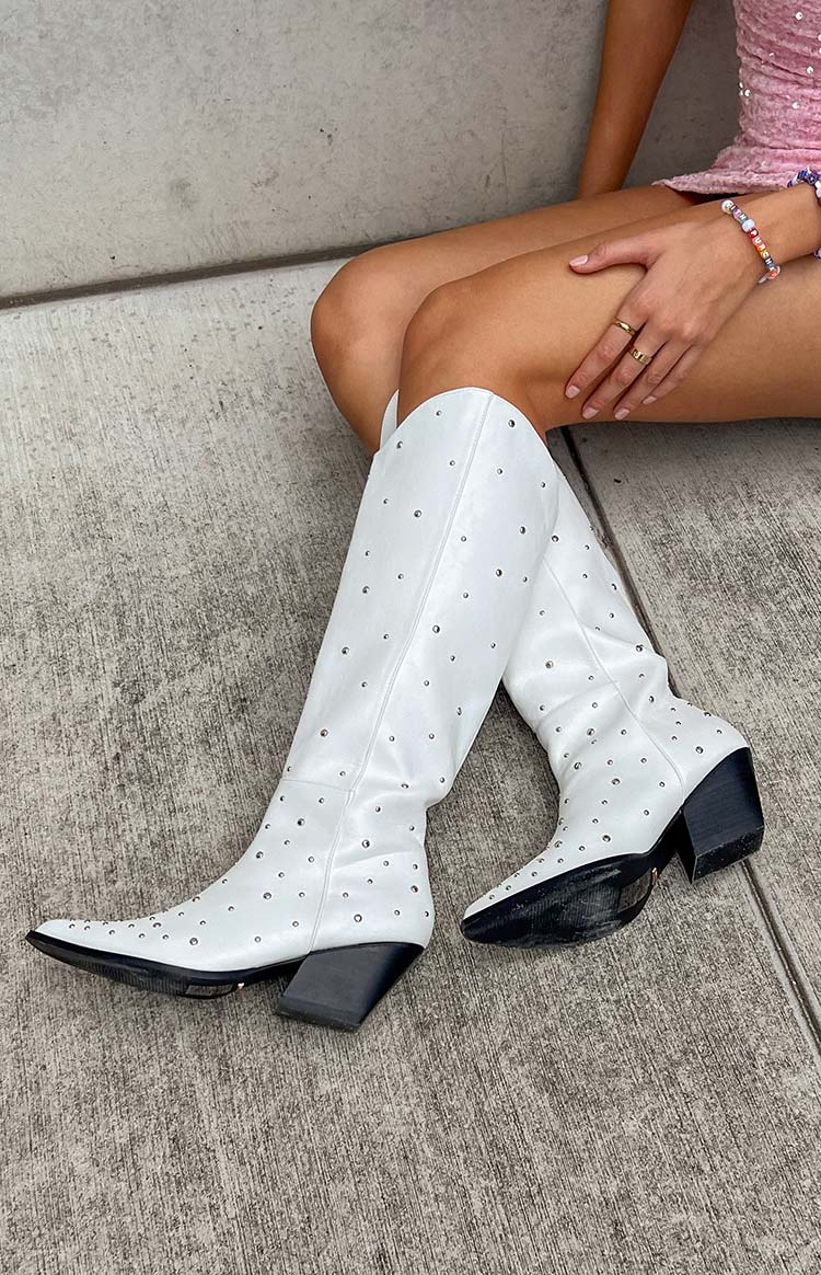 Billini Zoelle White Cowboy Boots Beginning Boutique