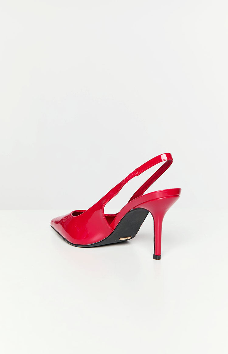 Billini Blondie Strawberry Red Patent Heels Beginning Boutique