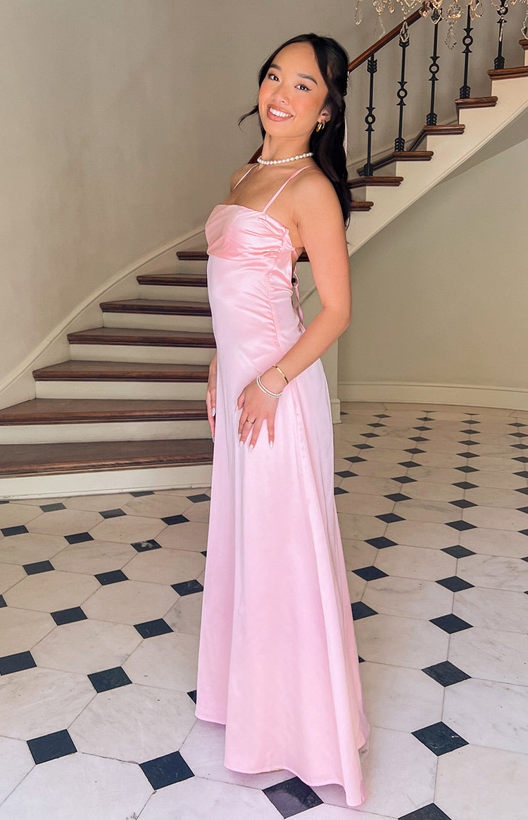 Blaise Pink Satin Maxi Dress Blaise Pink Satin Maxi Dress