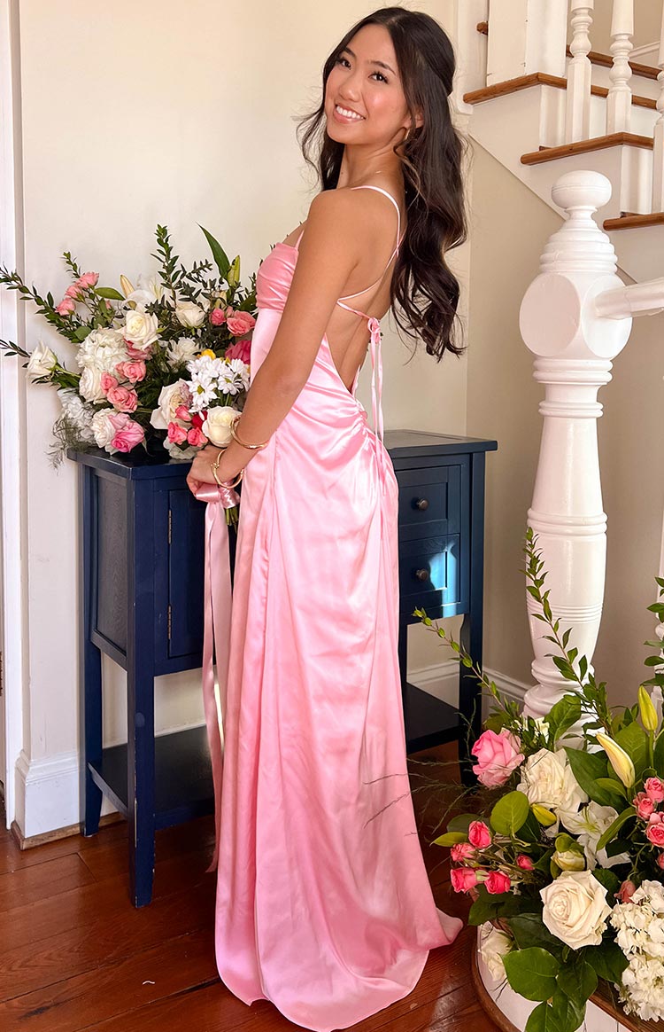 Blaise Pink Satin Maxi Dress Blaise Pink Satin Maxi Dress
