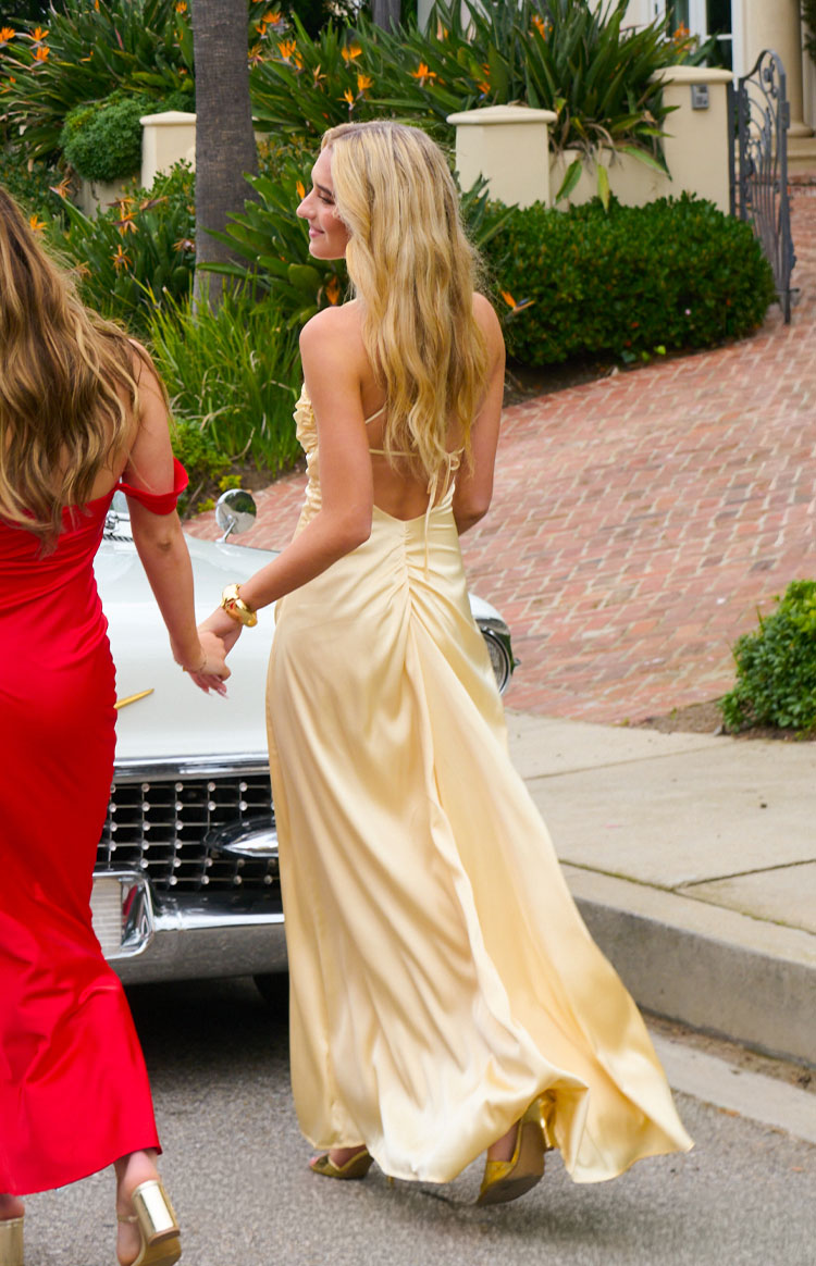 Blaise Yellow Satin Maxi Dress Image