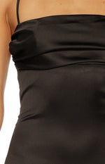 Blaise Black Satin Maxi Dress Image